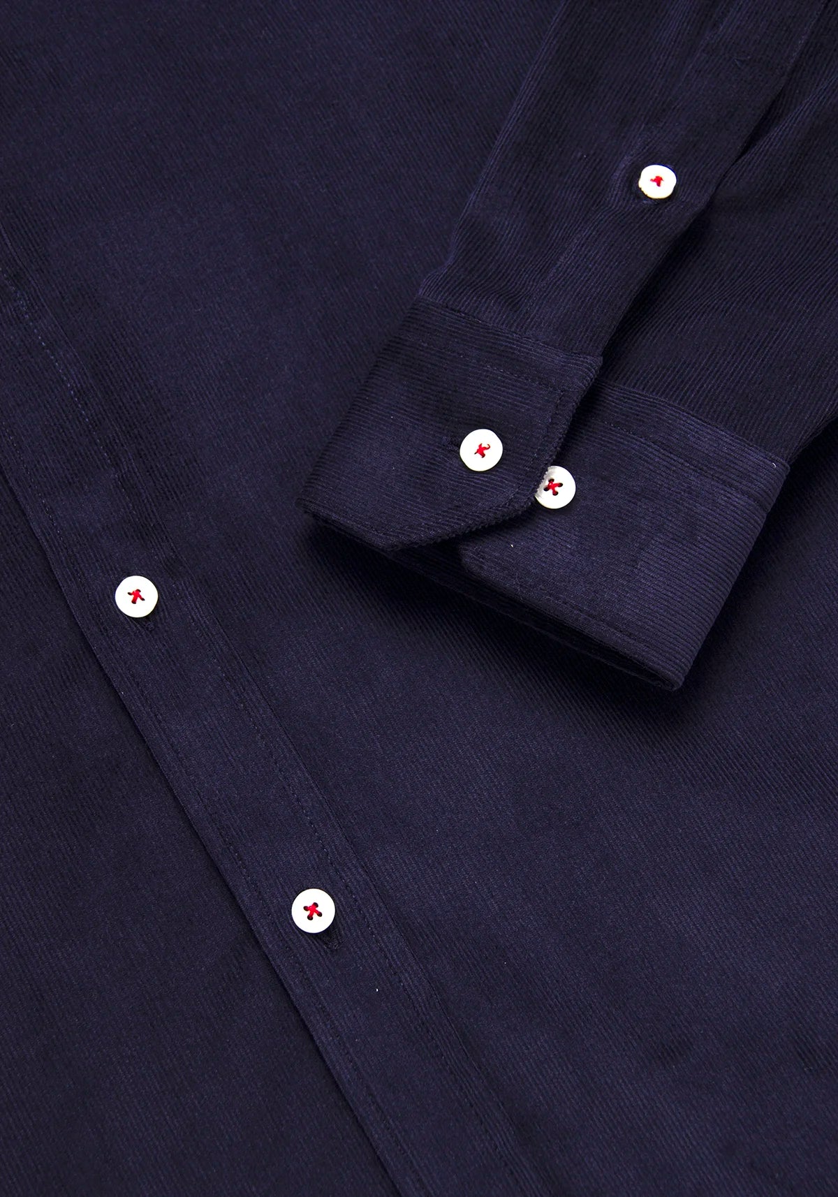 Camisa Micropana Botón Contraste Algodón Azul Oscuro